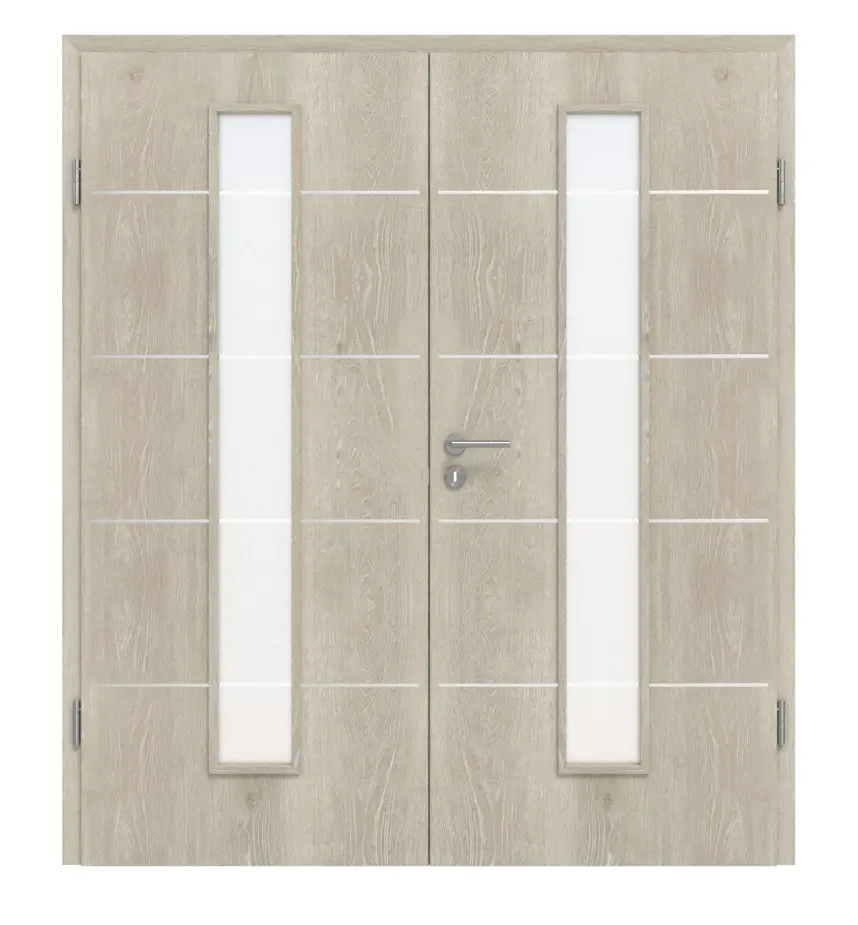 CLASSEN Drzwi dwuskrzydłowe 4.11, CPL, dąb Kendal, z przeszkleniem i ościeżnicą