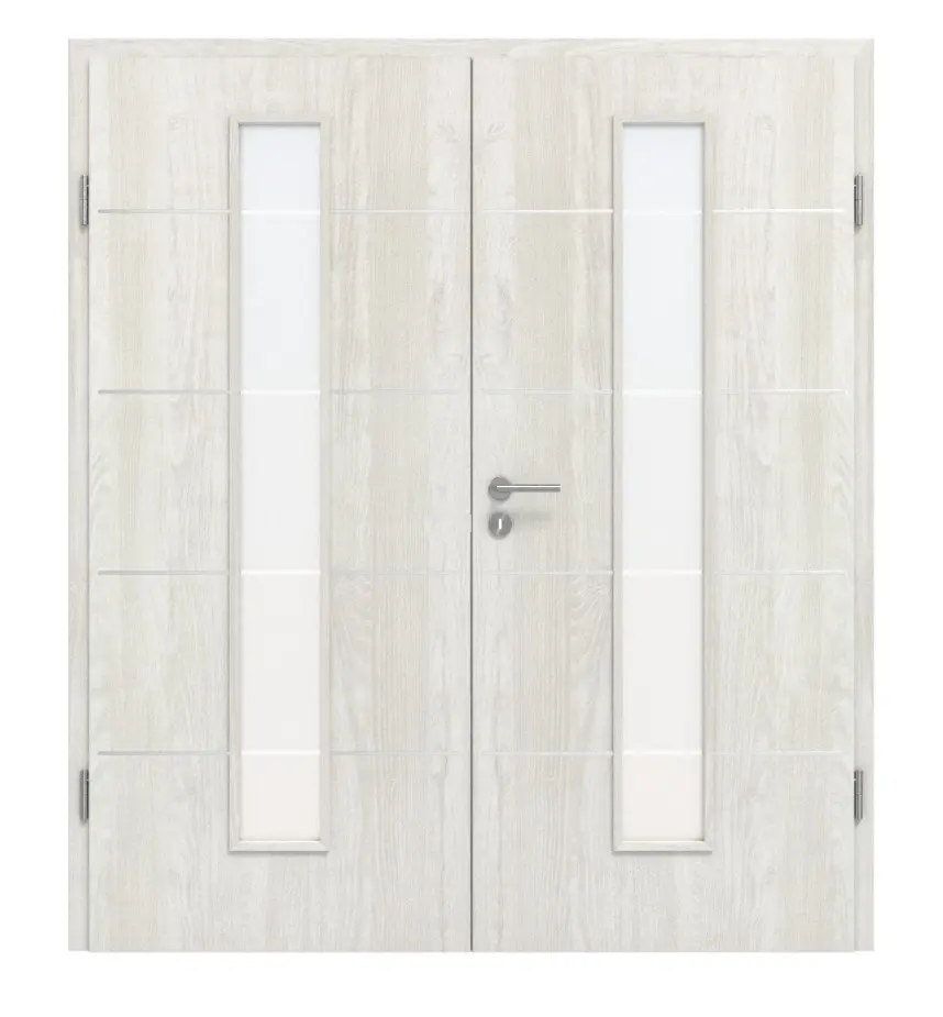 CLASSEN Drzwi dwuskrzydłowe 4.11, CPL, jesion norweski, z przeszkleniem i ościeżnicą