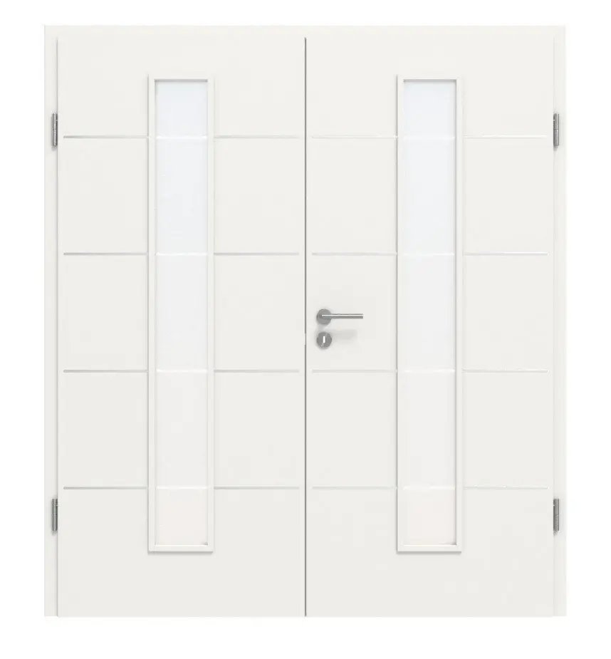 CLASSEN Drzwi dwuskrzydłowe białe RAL 9016 CPL 4.11 z przeszkleniem z ościeżnicą