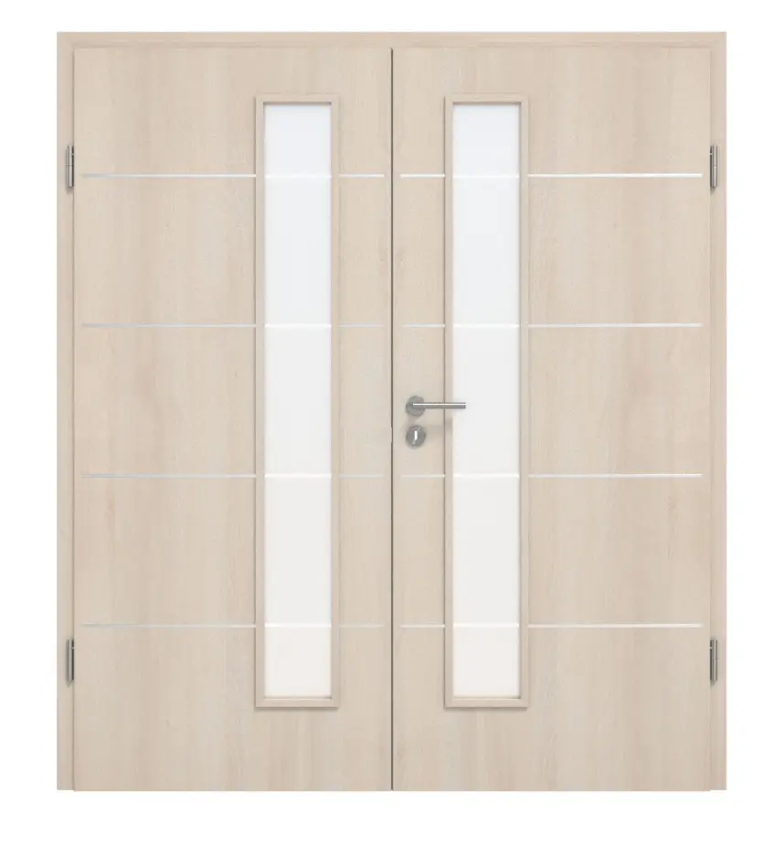 CLASSEN drzwi dwuskrzydłowe akacja jasna CPL 4.12 z przeszkleniem z ościeżnicą