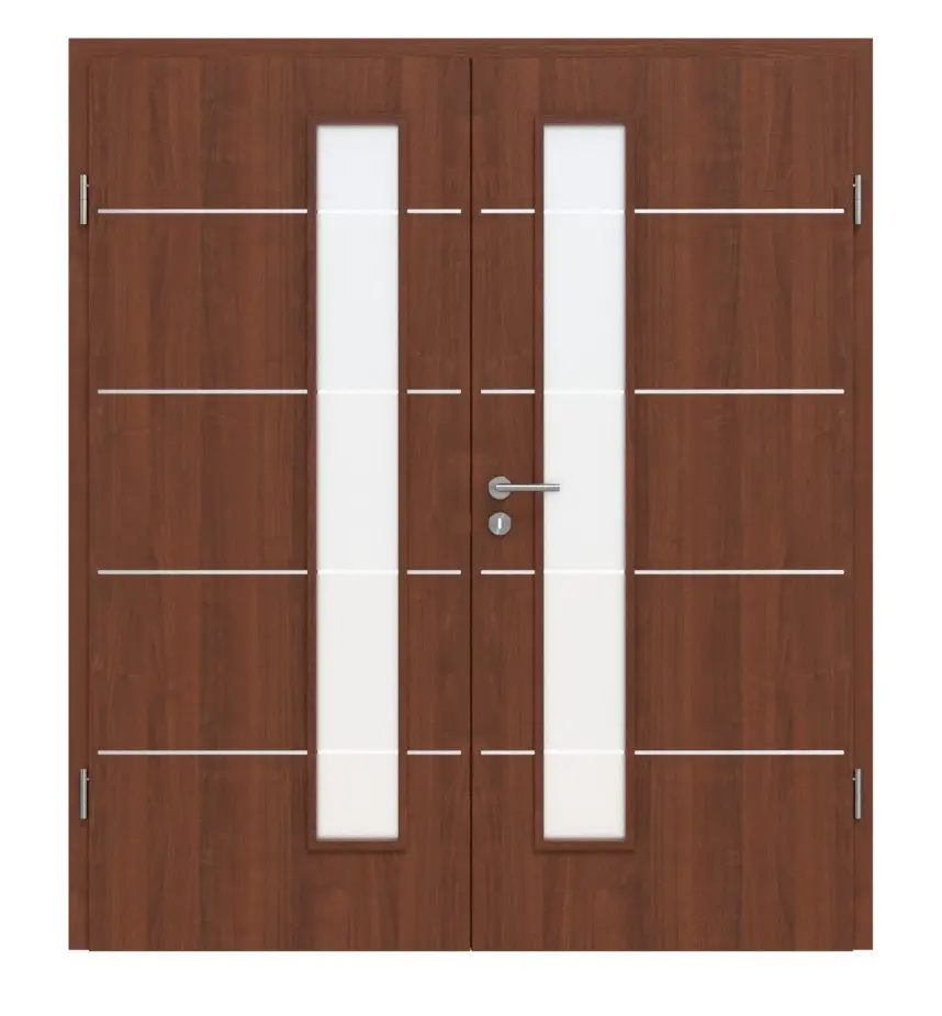 CLASSEN Drzwi dwuskrzydłowe 4.12, CPL, orzech włoski, z przeszkleniem z ościeżnicą