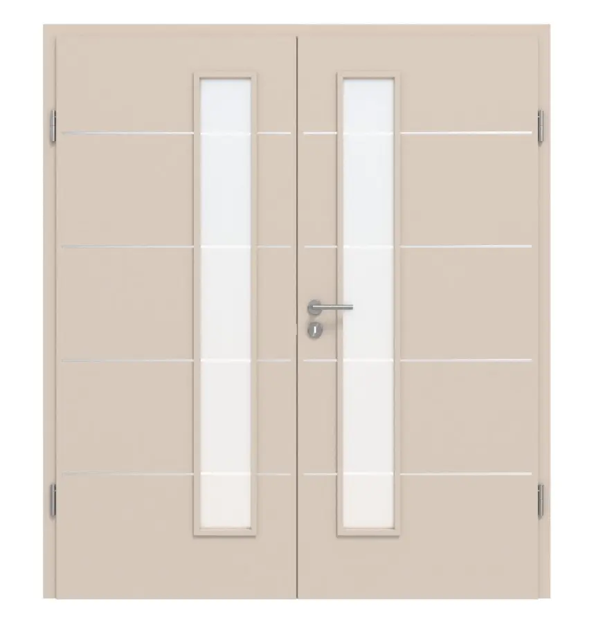 CLASSEN drzwi dwuskrzydłowe Kaschmir CPL 4.12 z wycięciem na szybę z ościeżnicą