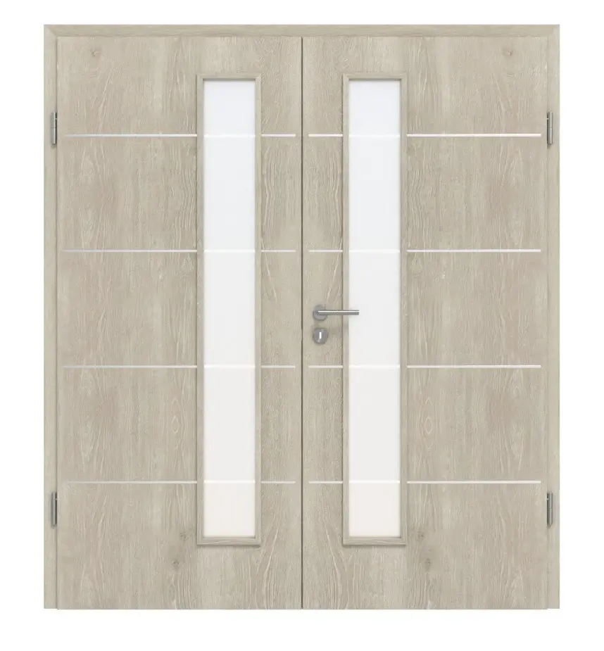 CLASSEN drzwi dwuskrzydłowe Dąb Kendal CPL 4.12 z przeszkleniem i ościeżnicą