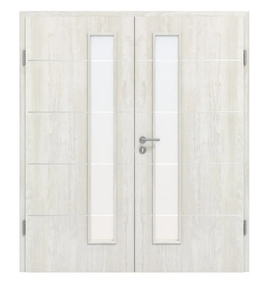 CLASSEN Drzwi dwuskrzydłowe 4.12, CPL, jesion norweski, z przeszkleniem i ościeżnicą