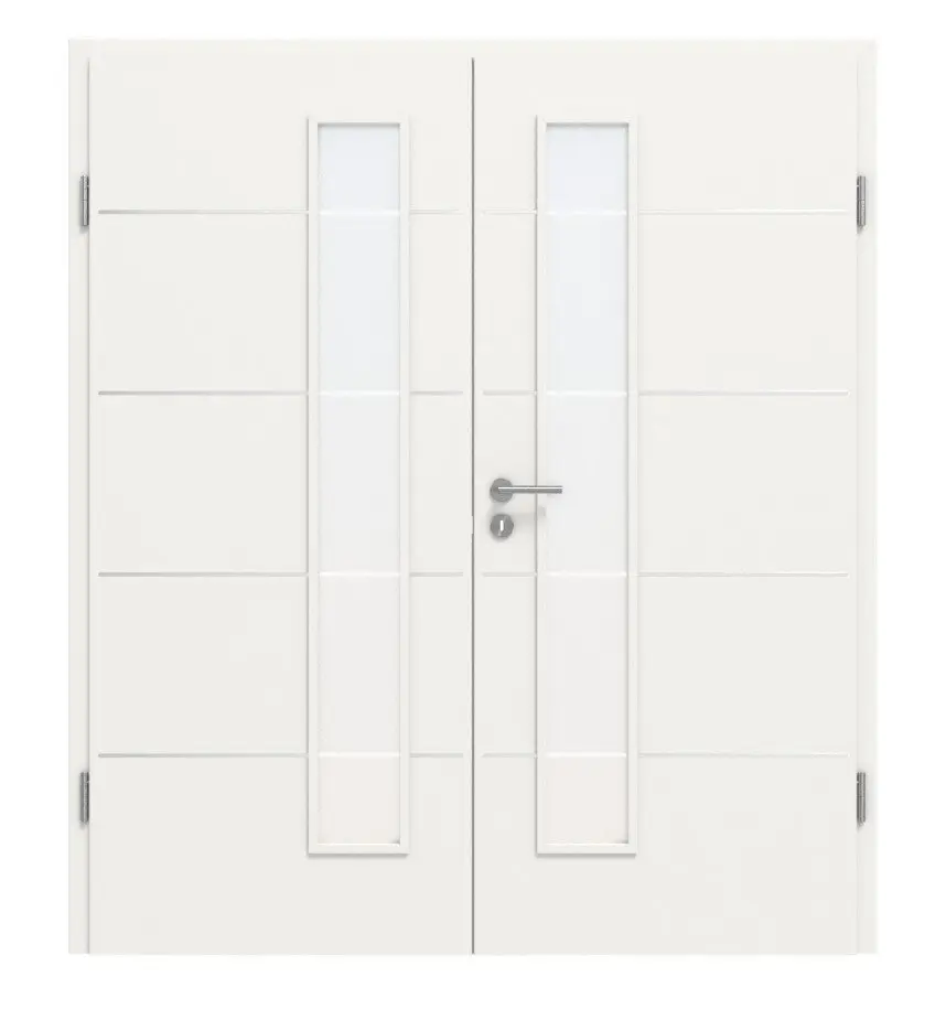CLASSEN drzwi dwuskrzydłowe biały RAL 9016 CPL 4.12 z przeszkleniem i ościeżnicą