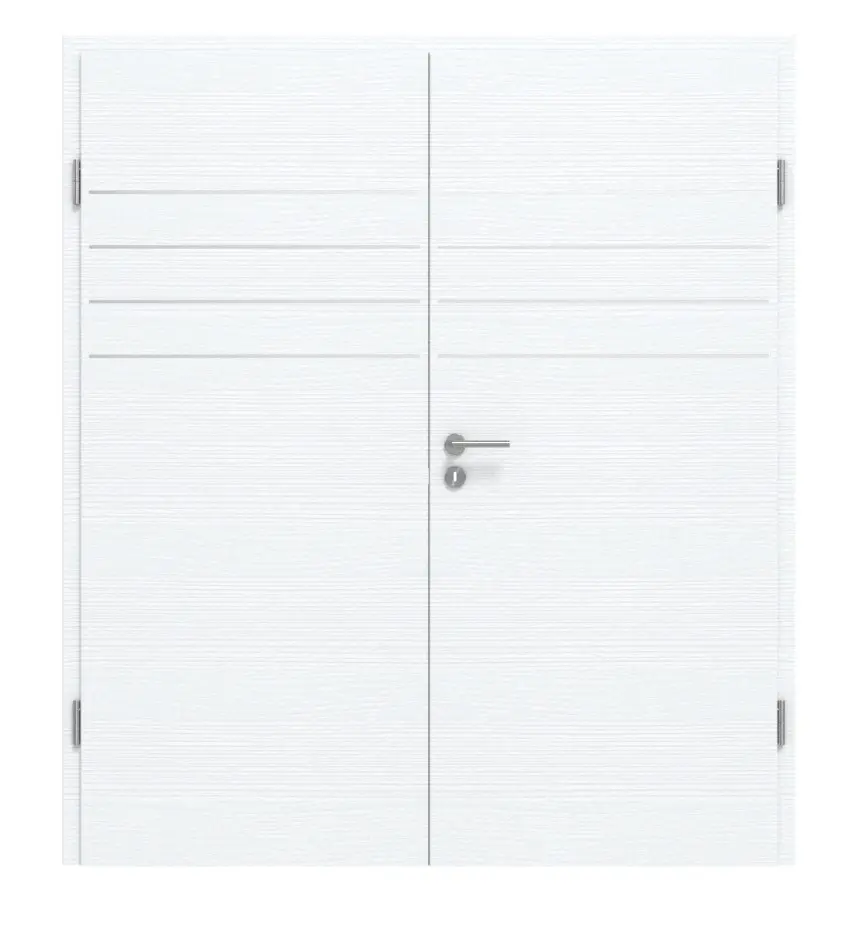 CLASSEN drzwi dwuskrzydłowe białe z bielą ze strukturą CPL 4.13 z ościeżnicą