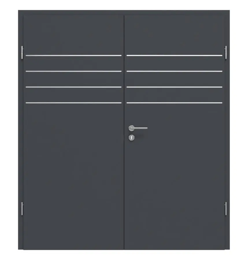 Frontansicht von CLASSEN Doppelflügeltür Graphit CPL 4.13 mit Zarge