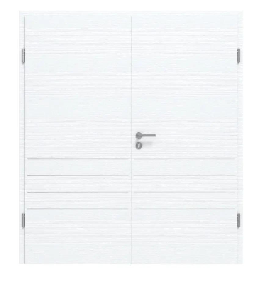 CLASSEN Drzwi dwuskrzydłowe 4.14, CPL, białe ze strukturą, z przeszkleniem i ościeżnicą
