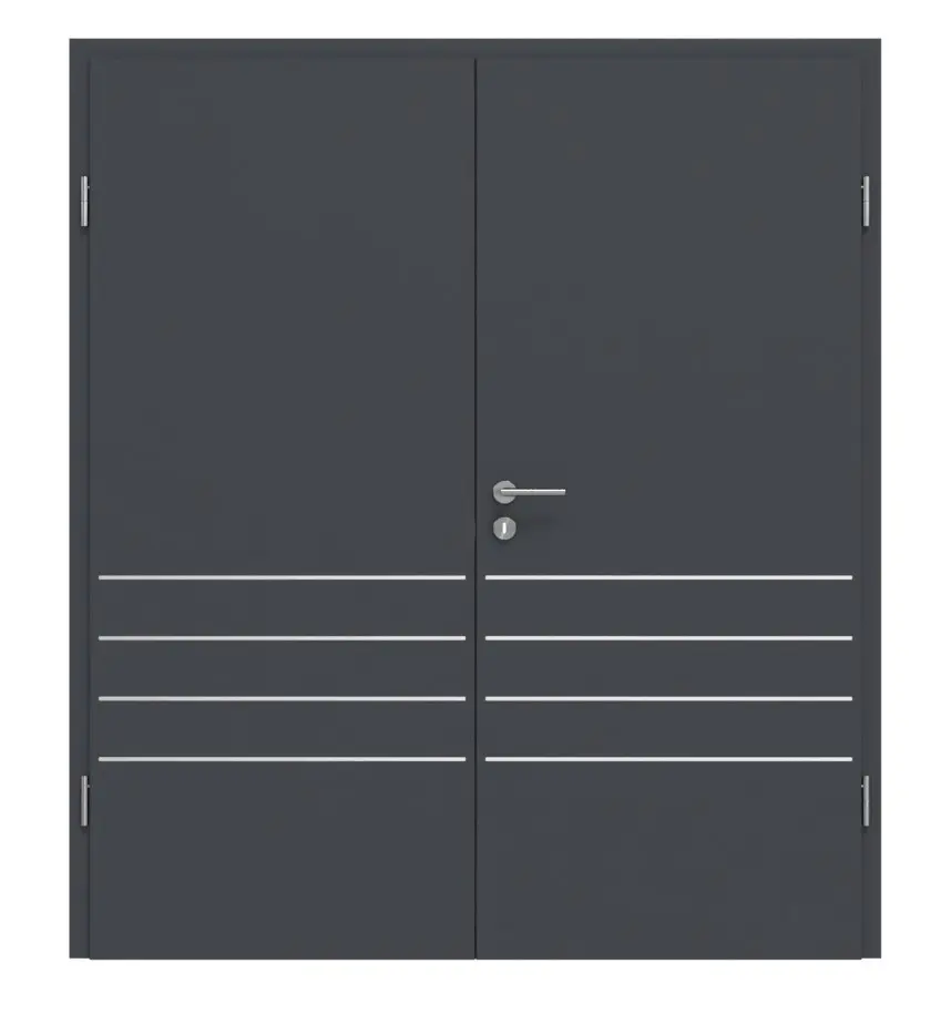 Widok frontowy drzwi dwuskrzydłowych 4.14 Grafit CPL z ościeżnicą - Classen