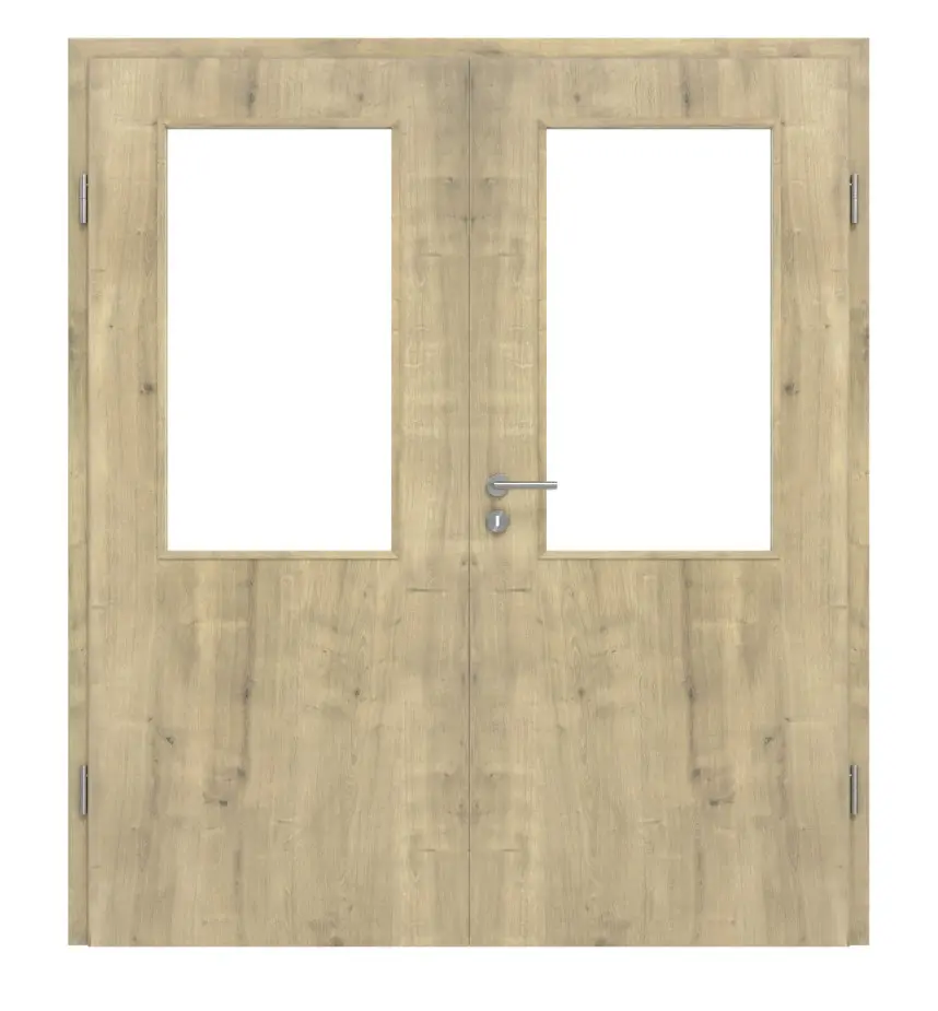 Widok frontowy drzwi dwuskrzydłowe LA 01 Hamilton dąb CPL z ościeżnicą - Classen