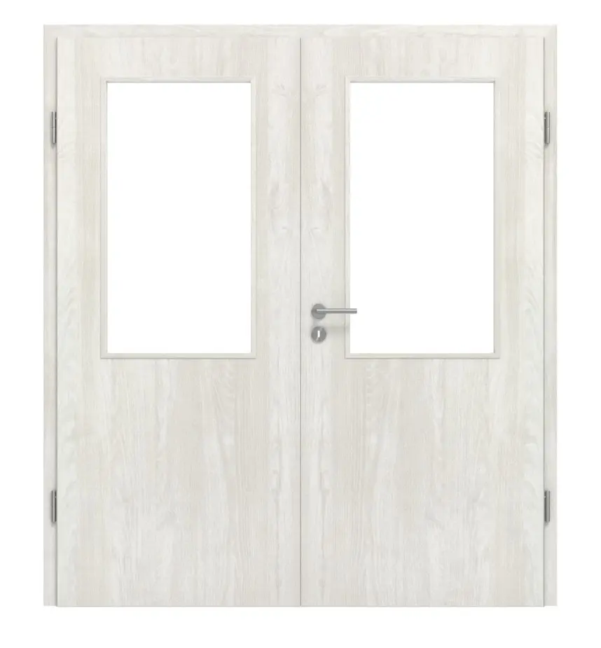 Widok frontowy drzwi dwuskrzydłowych LA 01 jesion norweski CPL z ościeżnicą - Classen