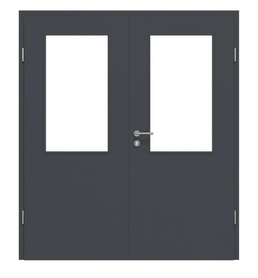 Widok frontowy drzwi dwuskrzydłowych 4.2 Graphit CPL z ościeżnicą - Classen