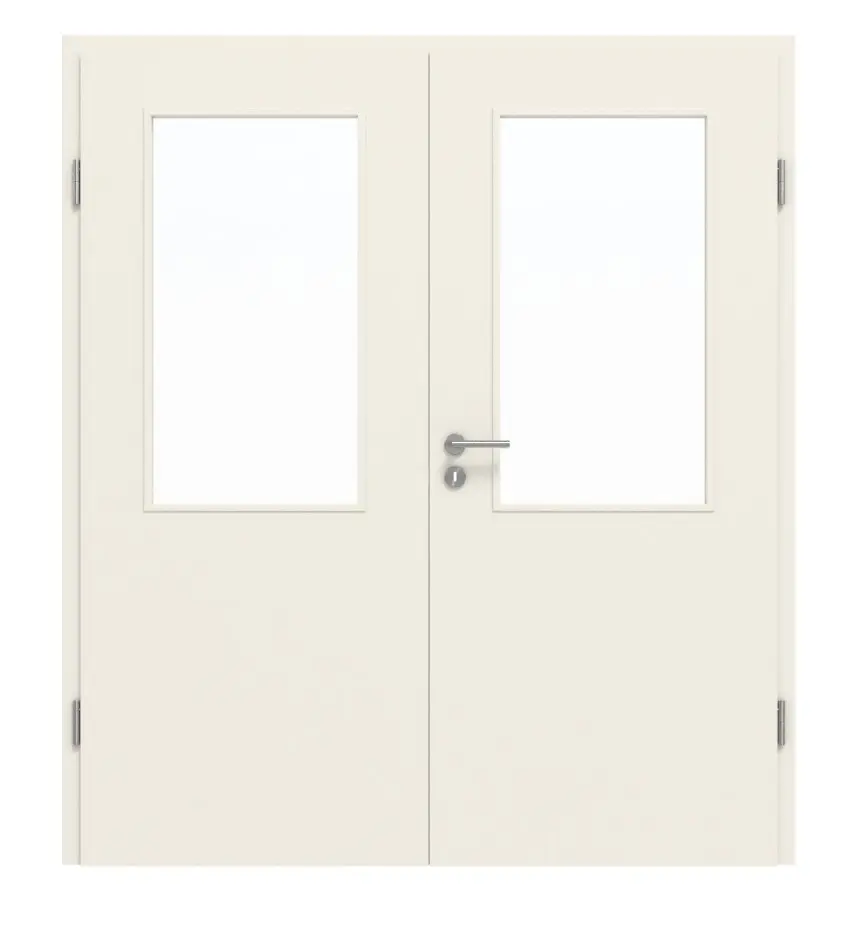 CLASSEN drzwi dwuskrzydłowe białe RAL 9010 CPL 4.2 z przeszkleniem z ościeżnicą