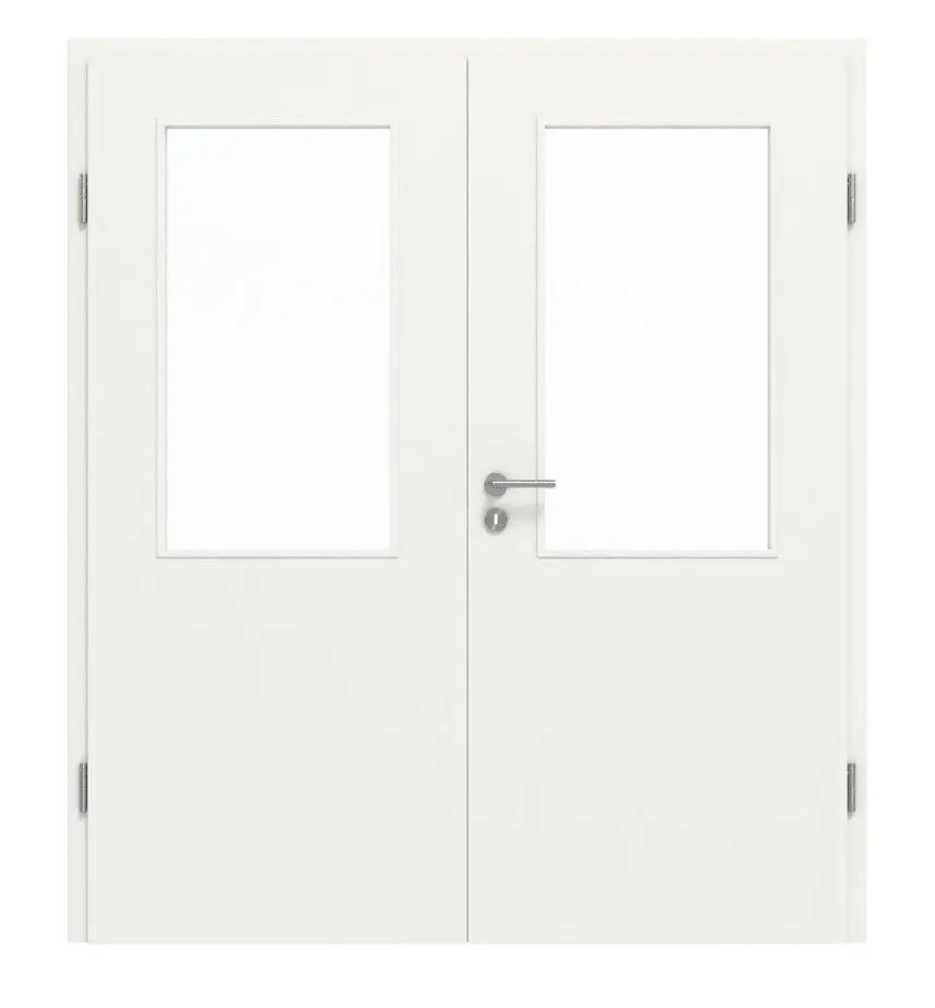 CLASSEN Drzwi dwuskrzydłowe 4.2, CPL, białe RAL 9016, z przeszkleniem i ościeżnicą