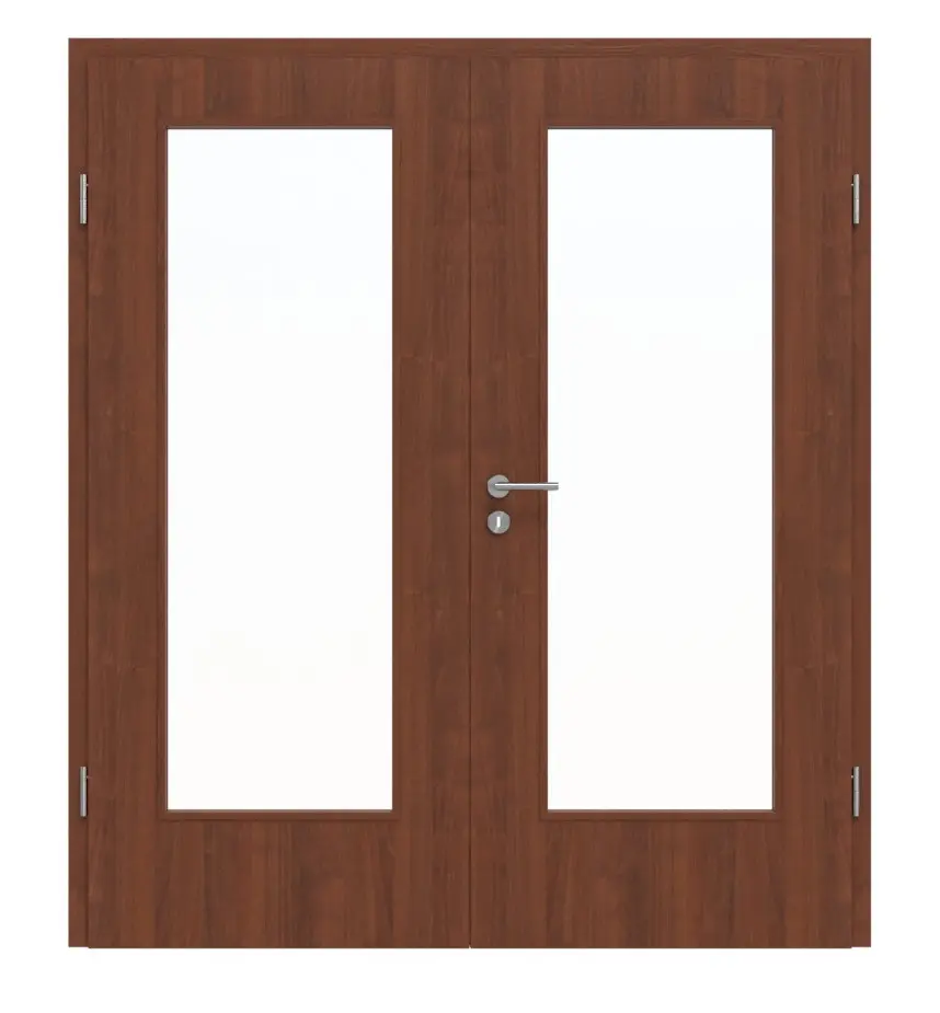 Widok frontowy drzwi dwuskrzydłowych 4.3 włoski orzech włoski CPL z ościeżnicą - Classen