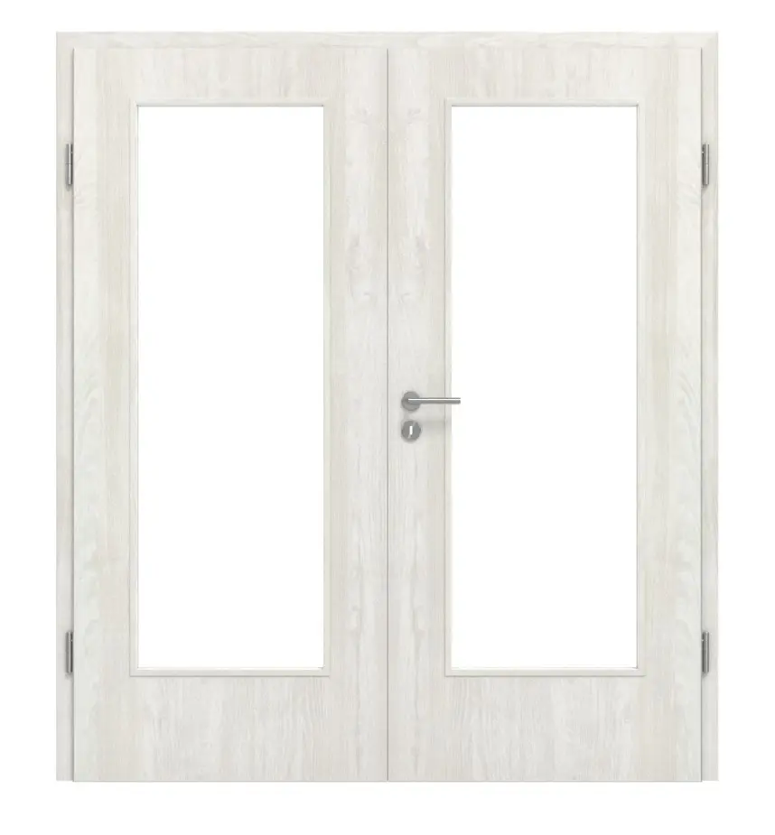 Widok frontowy drzwi dwuskrzydłowych LA 02 jesion norweski CPL z ościeżnicą - Classen