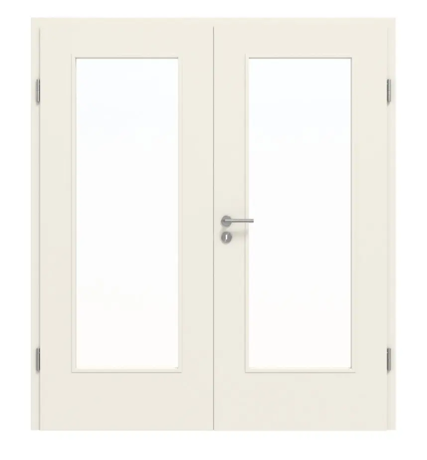 CLASSEN drzwi dwuskrzydłowe białe RAL 9010 CPL 4.3 z przeszkleniem i ościeżnicą