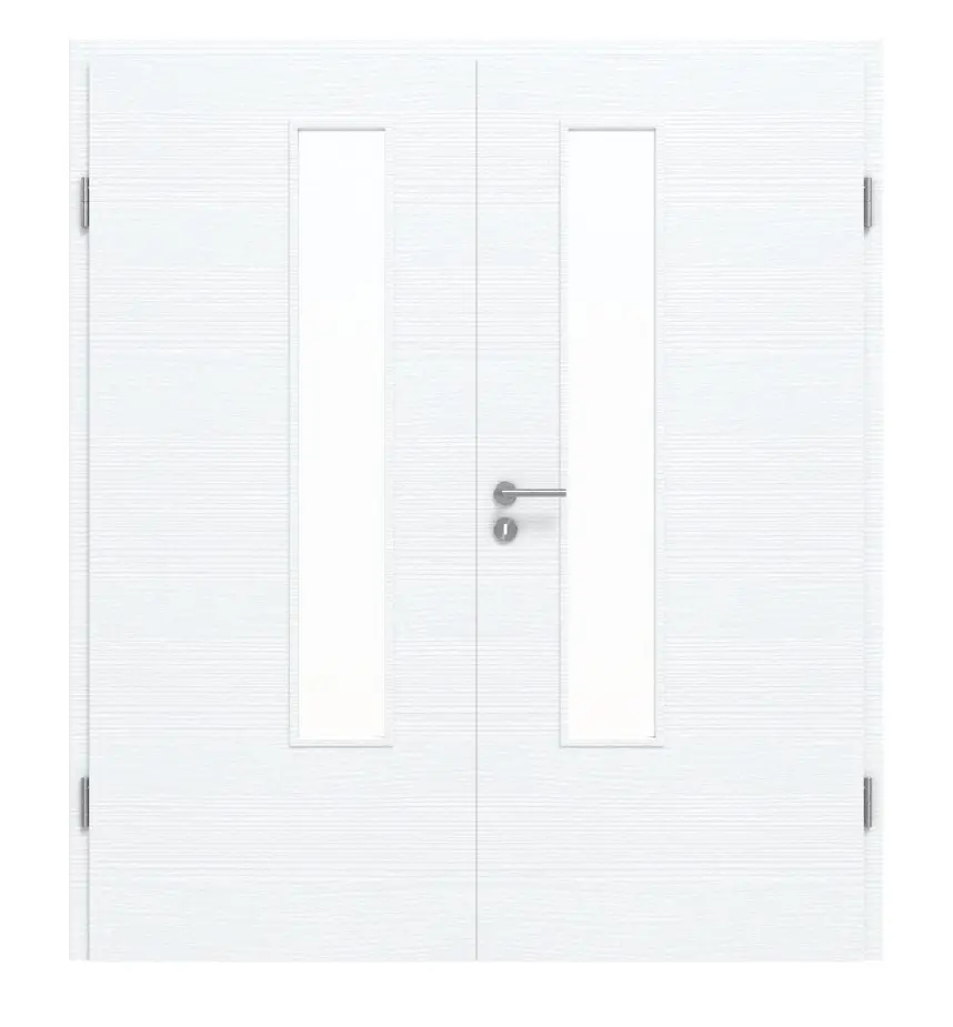 CLASSEN drzwi dwuskrzydłowe białe struktura CPL 4.4 z przeszkleniem z ościeżnicą