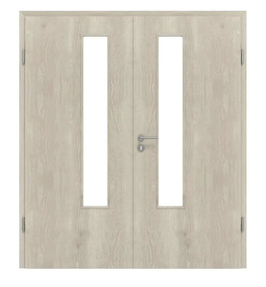 Widok frontowy drzwi dwuskrzydłowych LA 03 Kendal dąb CPL z ościeżnicą - Classen