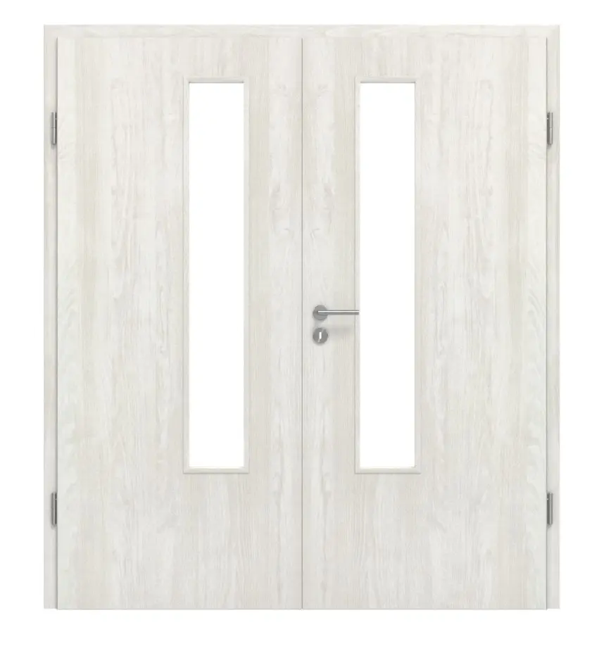 Widok frontowy drzwi dwuskrzydłowych LA 03 jesion norweski CPL z ościeżnicą - Classen