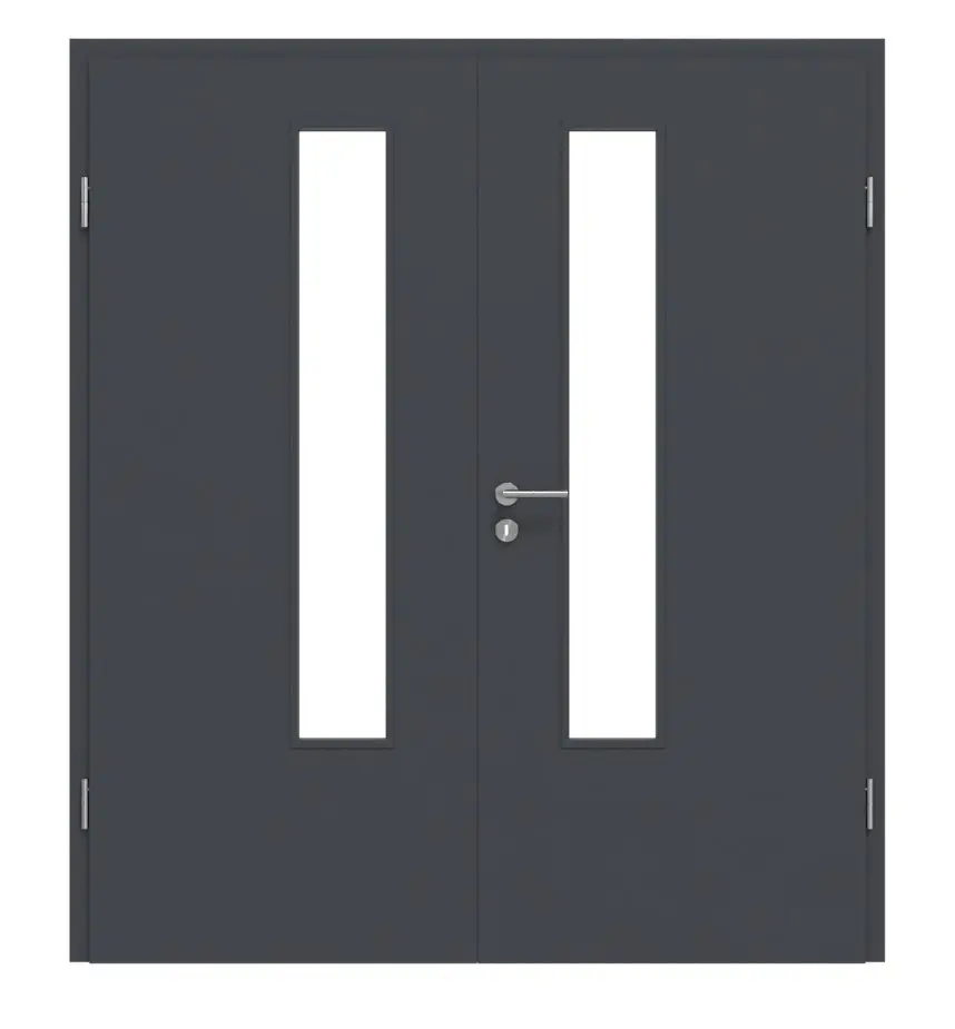 Widok frontowy drzwi dwuskrzydłowych 4.4 Graphit CPL z ościeżnicą - Classen