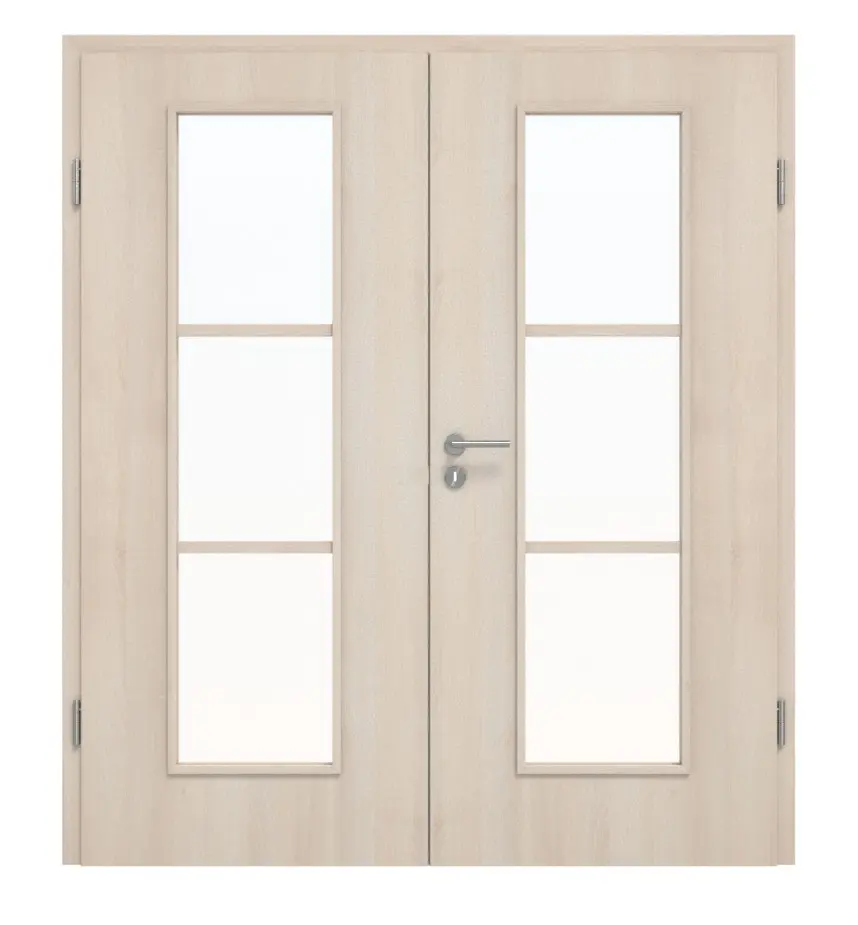 Widok frontowy: drzwi dwuskrzydłowe 4.5 akacja jasna CPL z ościeżnicą - Classen