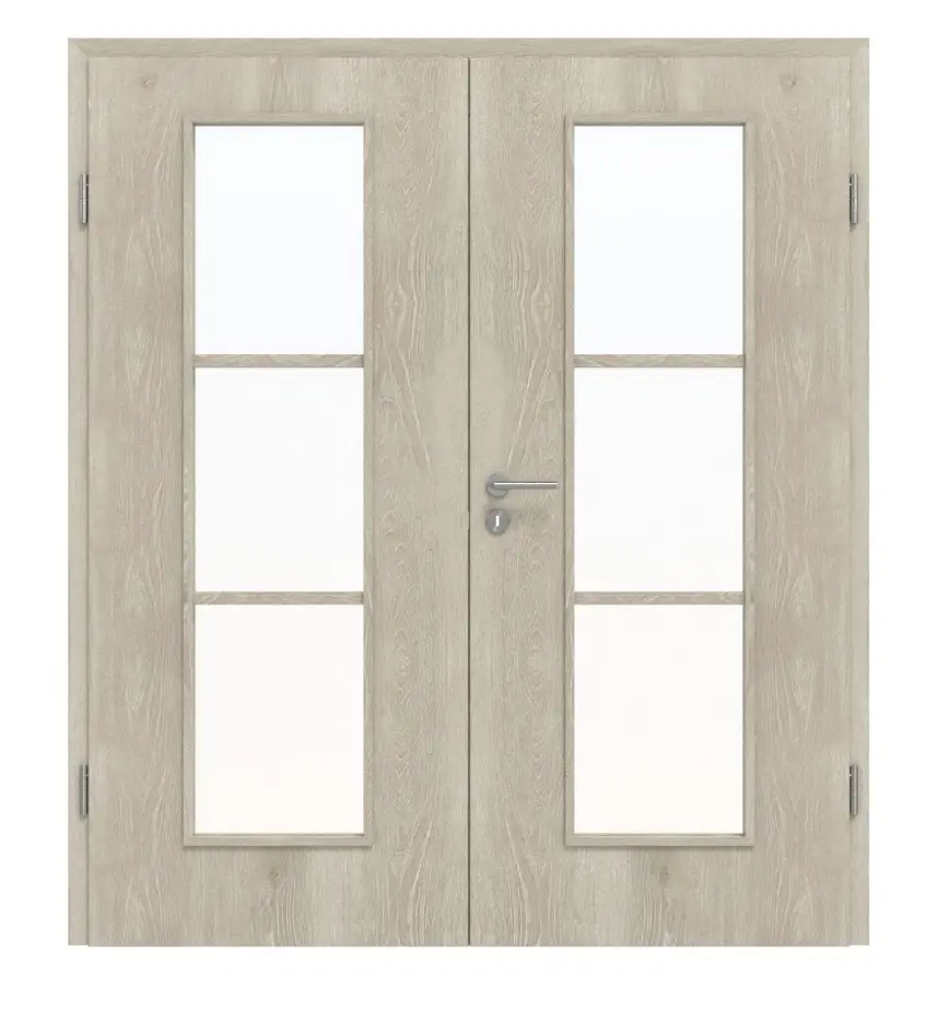 Widok frontowy drzwi dwuskrzydłowe 4.5 Kendal dąb CPL wraz z ościeżnicą - Classen