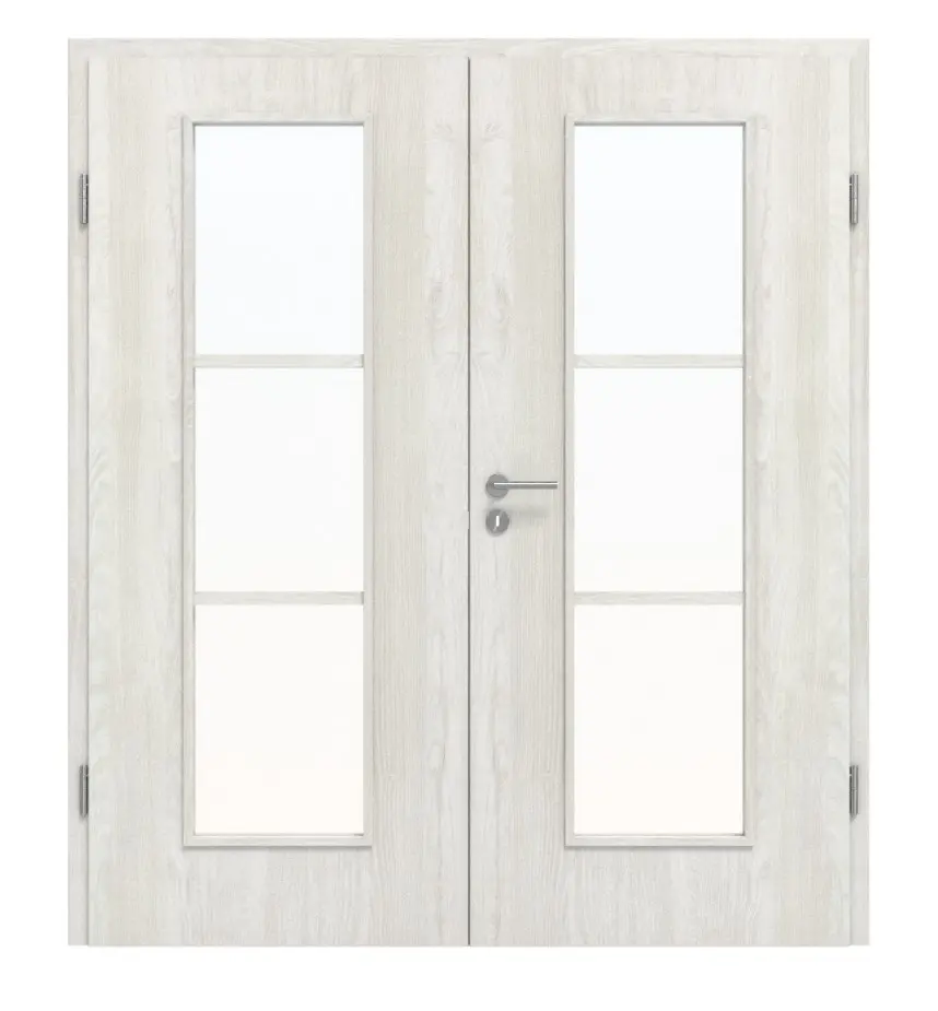 Widok frontowy drzwi dwuskrzydłowych 4.5 jesion norweski CPL z ościeżnicą - Classen