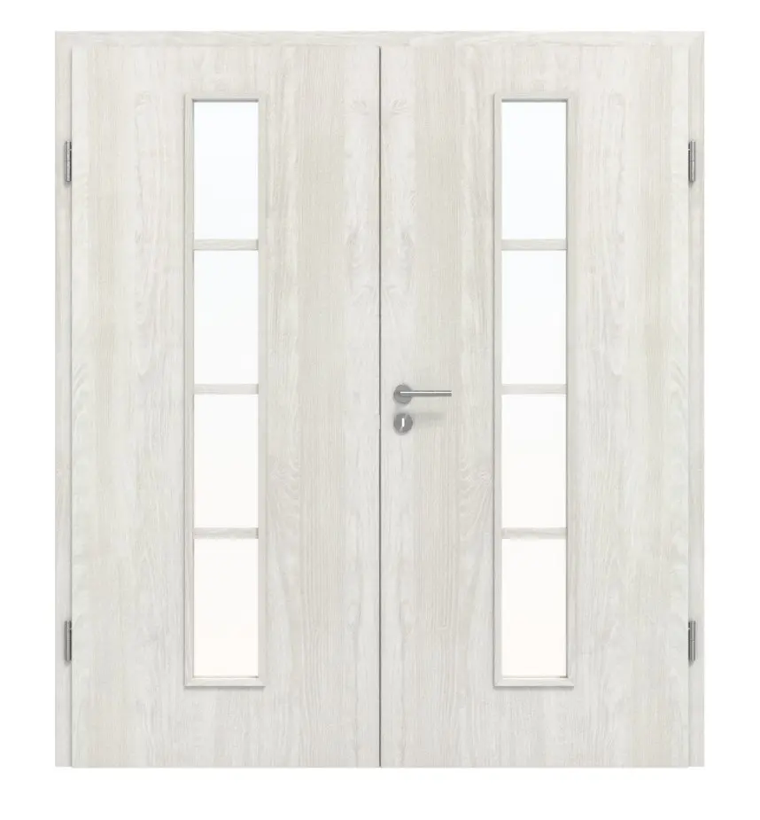 Widok frontowy drzwi dwuskrzydłowych 4.6 jesion norweski CPL z ościeżnicą - Classen