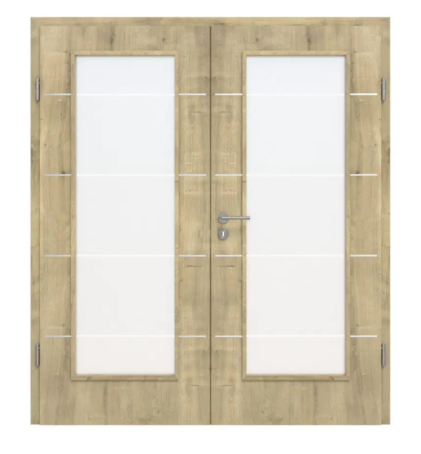 CLASSEN drzwi dwuskrzydłowe Dąb Hamilton CPL 4.7 z przeszkleniem i ościeżnicą