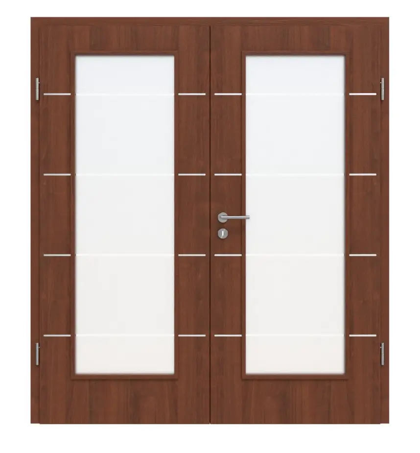 CLASSEN drzwi dwuskrzydłowe orzech włoski CPL 4.7 z przeszkleniem z ościeżnicą