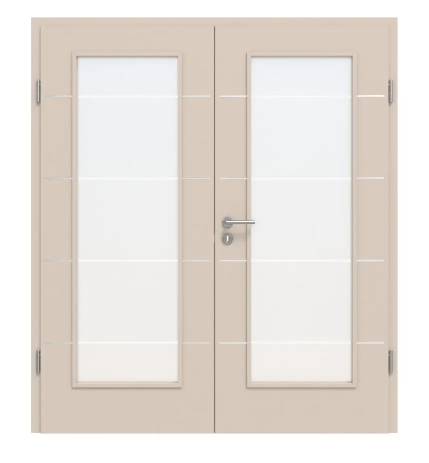 CLASSEN drzwi dwuskrzydłowe kaszmir CPL 4.7 z przeszkleniem z ościeżnicą