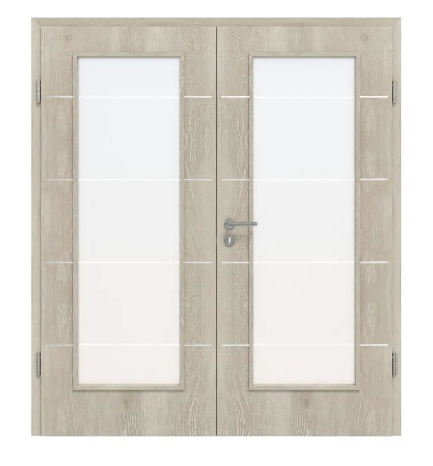 CLASSEN Drzwi dwuskrzydłowe 4.7, CPL, dąb Kendal, z przeszkleniem z ościeżnicą