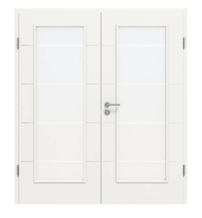 CLASSEN Drzwi dwuskrzydłowe 4.7, CPL, białe RAL 9016, z przeszkleniem i ościeżnicą