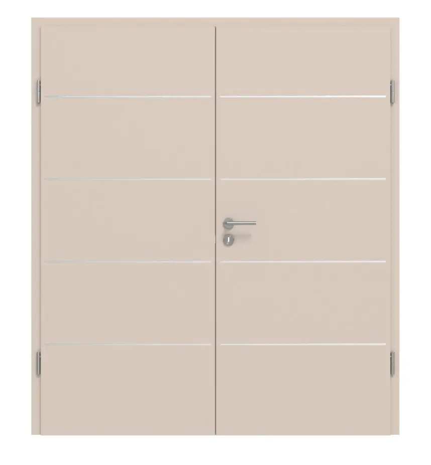 Widok frontowy drzwi dwuskrzydłowych CLASSEN Kaschmir CPL 4.8 z ościeżnicą