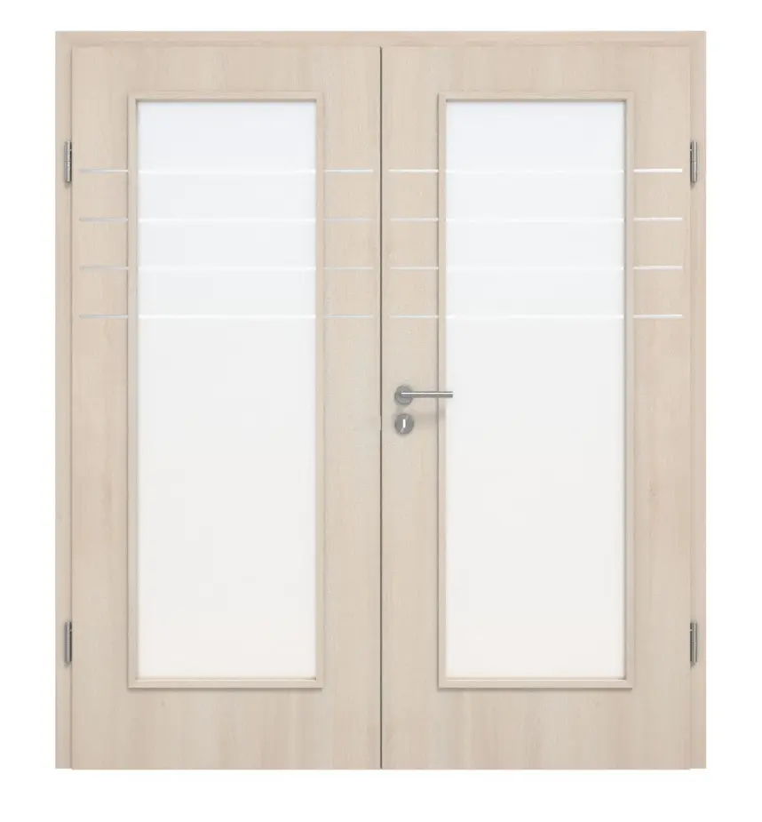 CLASSEN drzwi dwuskrzydłowe akacja jasna CPL 4.9 z przeszkleniem z ościeżnicą