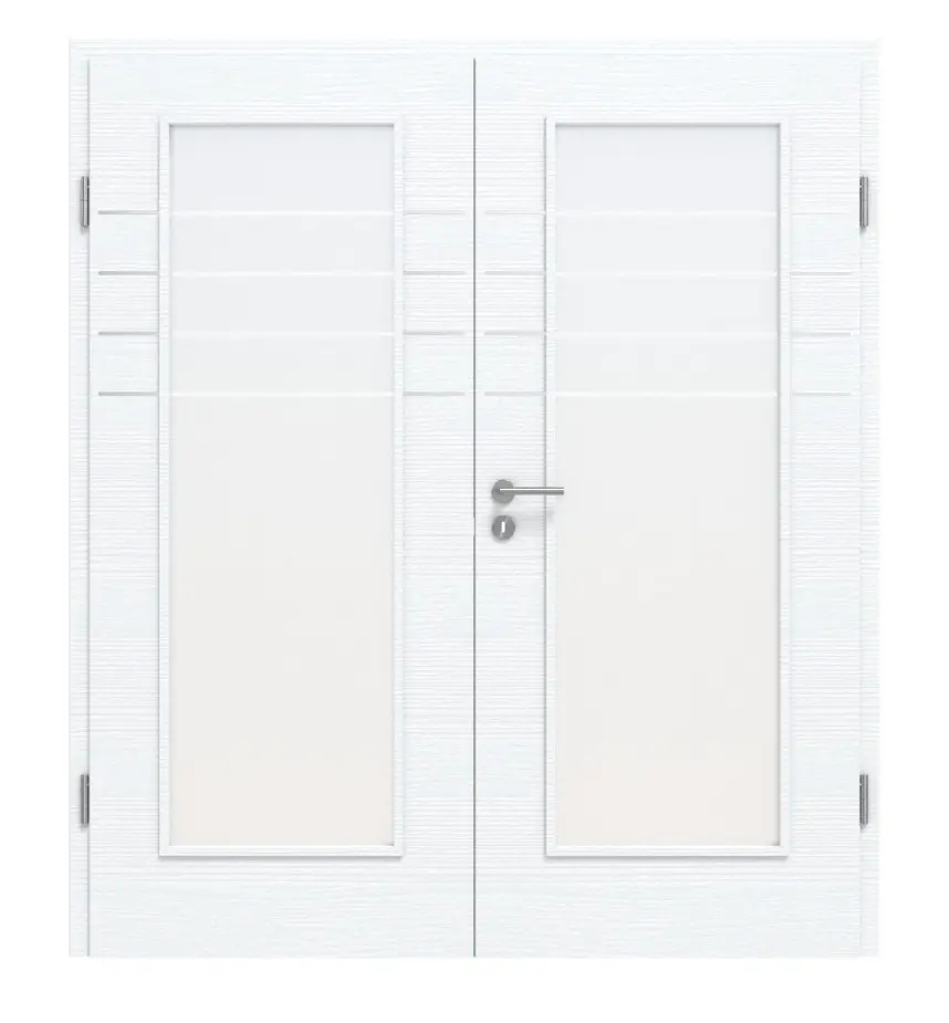 CLASSEN Drzwi dwuskrzydłowe 4.9, CPL, białe z strukturą, z przeszkleniem i ościeżnicą