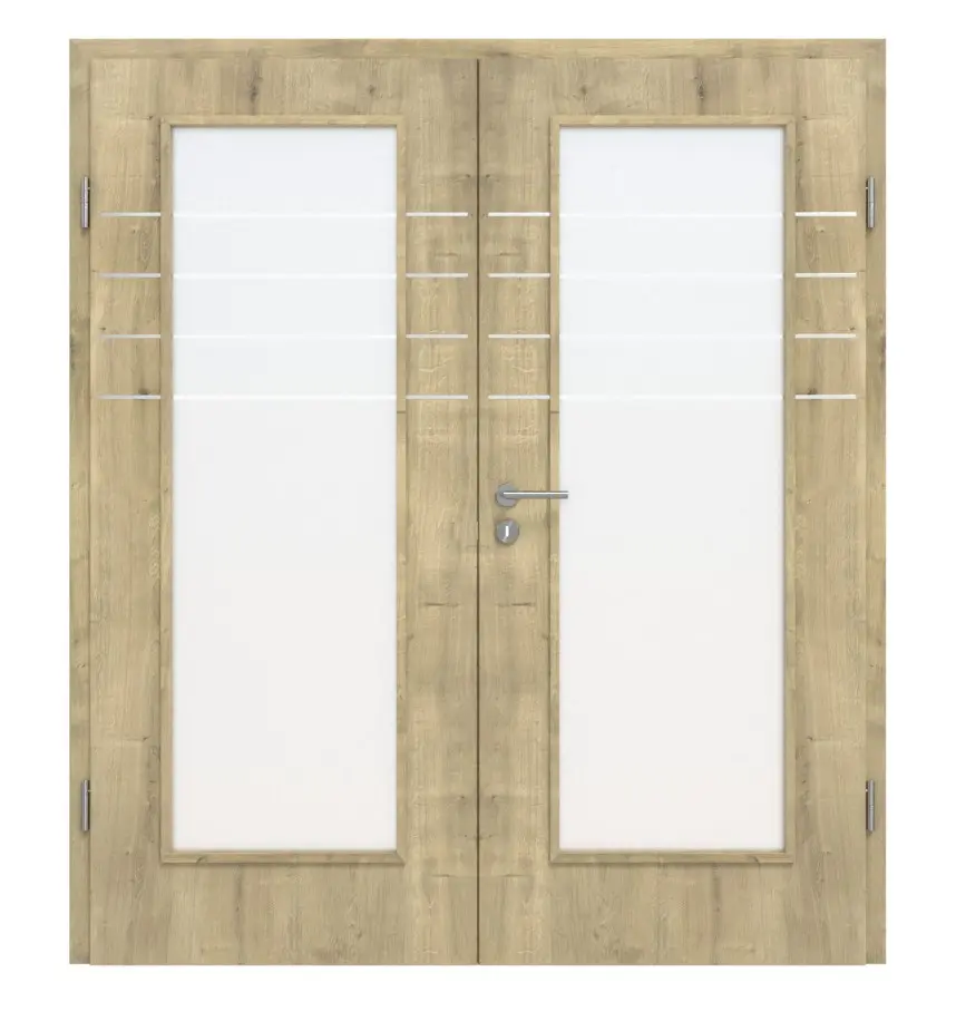 CLASSEN Drzwi dwuskrzydłowe 4.9, CPL, dąb Hamilton, z przeszkleniem z ościeżnicą