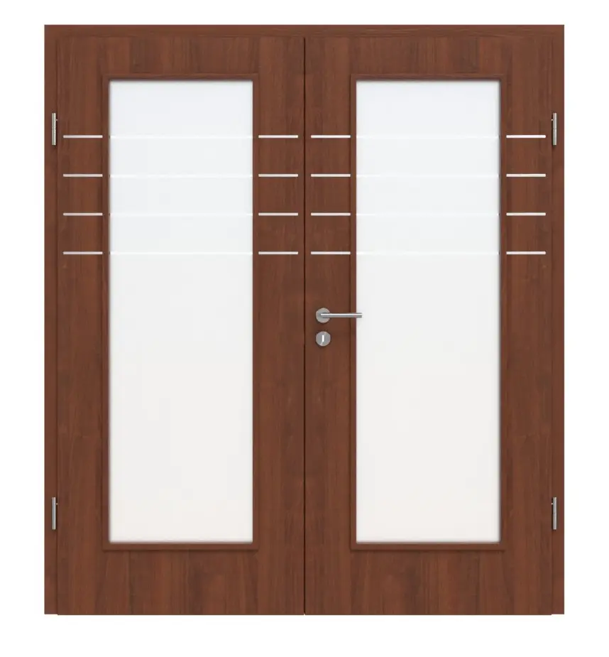 CLASSEN Drzwi dwuskrzydłowe 4.9, CPL, orzech włoski, z przeszkleniem z ościeżnicą