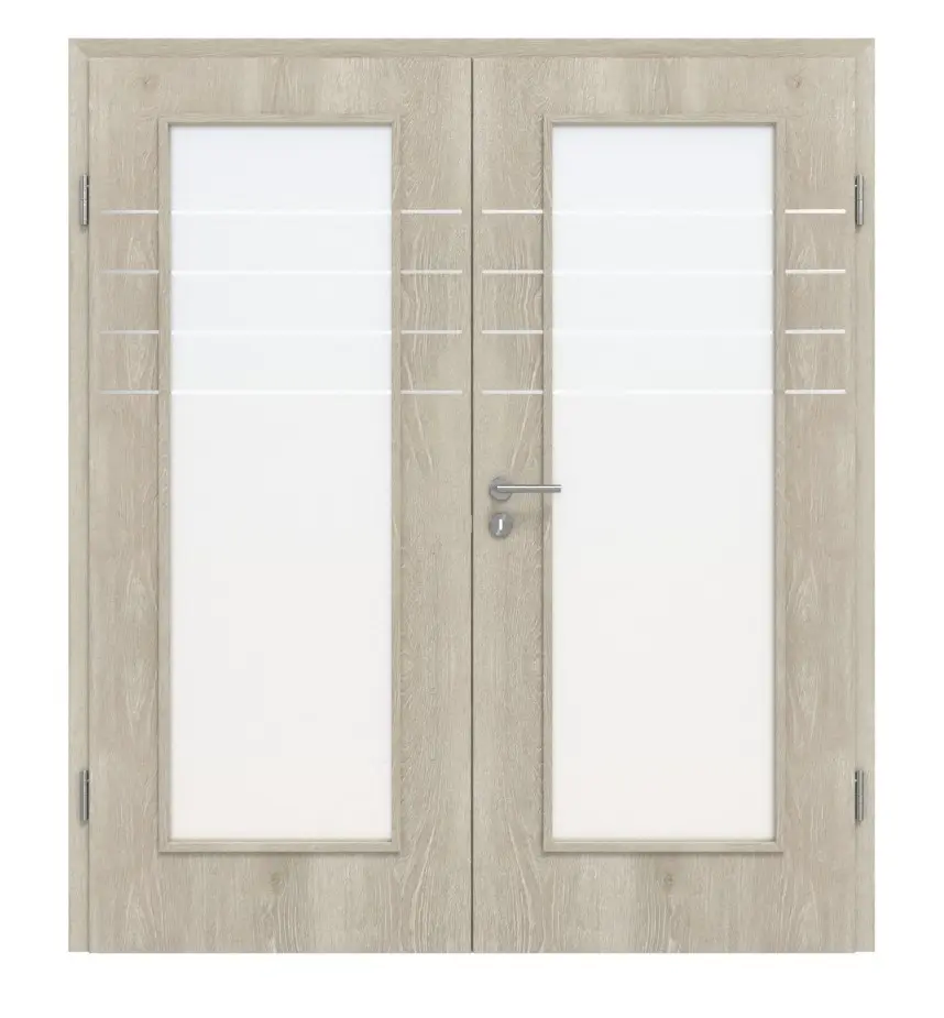 CLASSEN Drzwi dwuskrzydłowe 4.9, CPL, dąb Kendal, z przeszkleniem z ościeżnicą