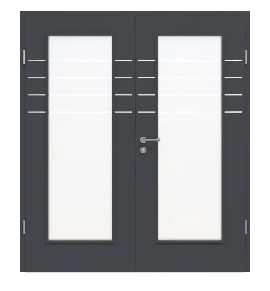 Widok frontowy drzwi dwuskrzydłowych 4.9 Graphit CPL z ościeżnicą - Classen
