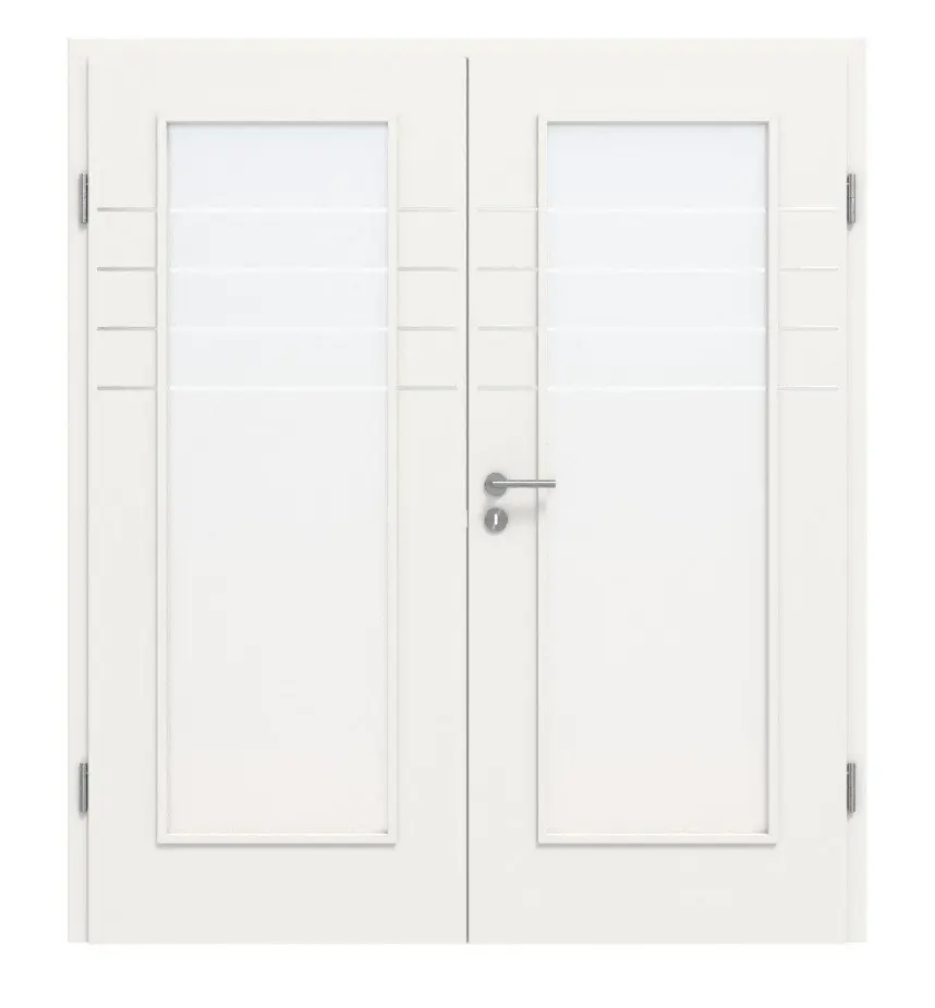 CLASSEN Drzwi dwuskrzydłowe 4.9, CPL, białe RAL 9016, z przeszkleniem i ościeżnicą