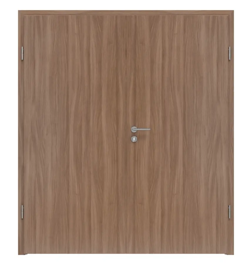 Widok frontowy drzwi dwuskrzydłowe orzech włoski noce NU 736 PortaLit z ościeżnicą - Westag