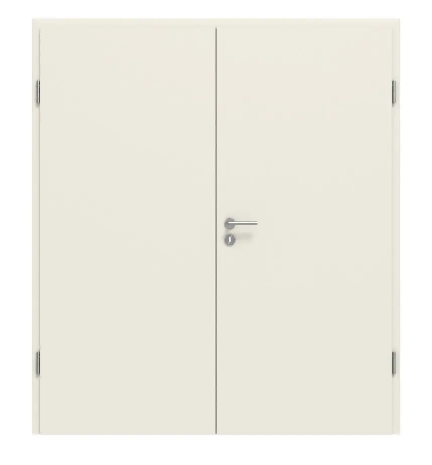 Biały lakier Uni panele laminowane (CPL) Duritop Optima drzwi dwuskrzydłowe z ościeżnicą - Jeld-Wen