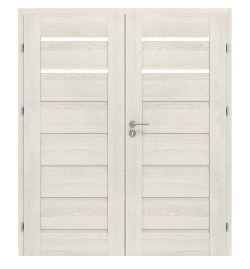 CLASSEN drzwi dwuskrzydłowe Greco M2 jesion biały 3D Look z przeszkleniem, w tym ościeżnica