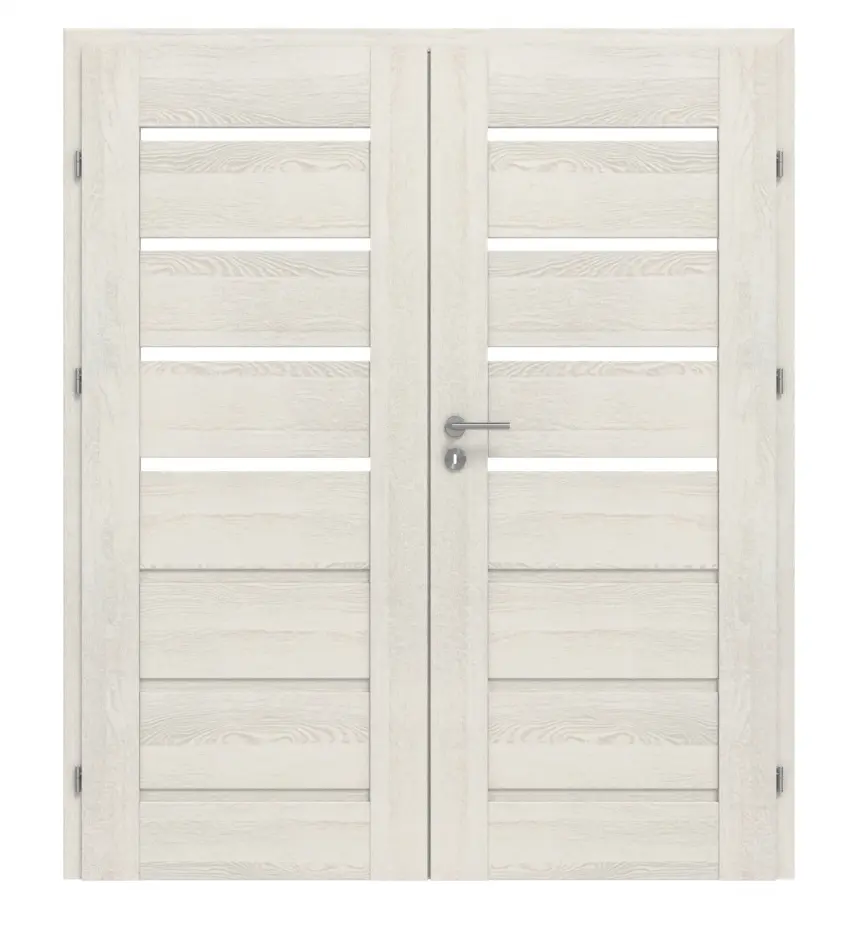 CLASSEN drzwi dwuskrzydłowe Greco M4 jesion biały 3D Look z przeszkleniem i ościeżnicą