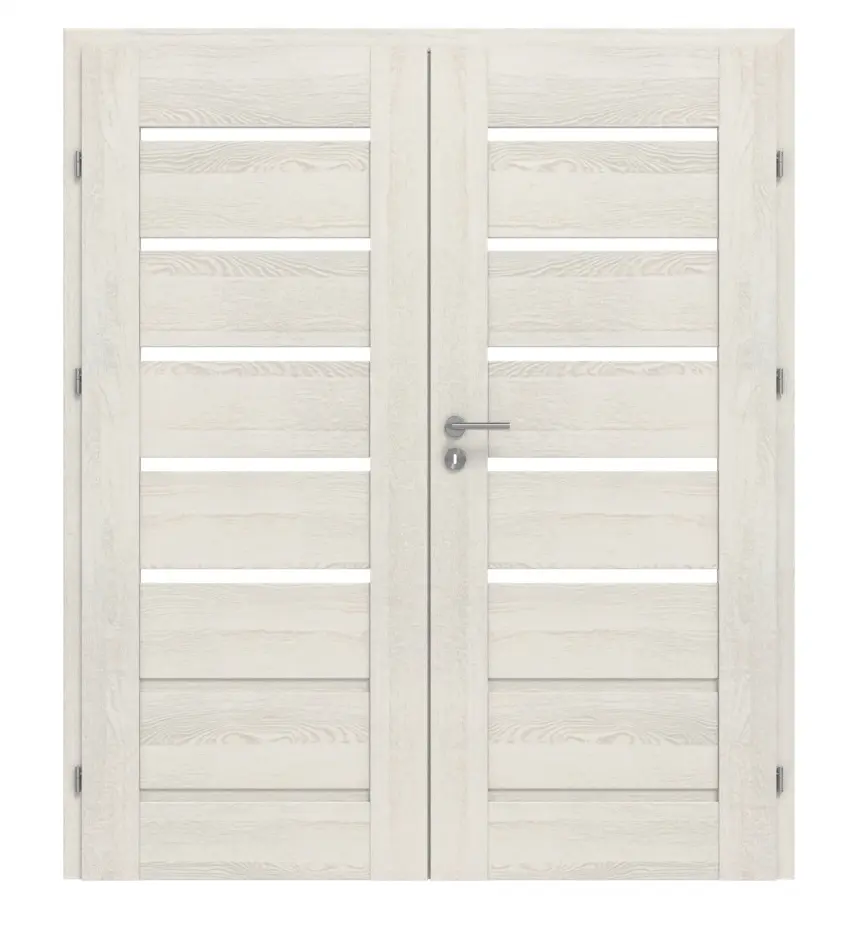CLASSEN drzwi dwuskrzydłowe Greco M5 jesion biały 3D Look z przeszkleniem i ościeżnicą
