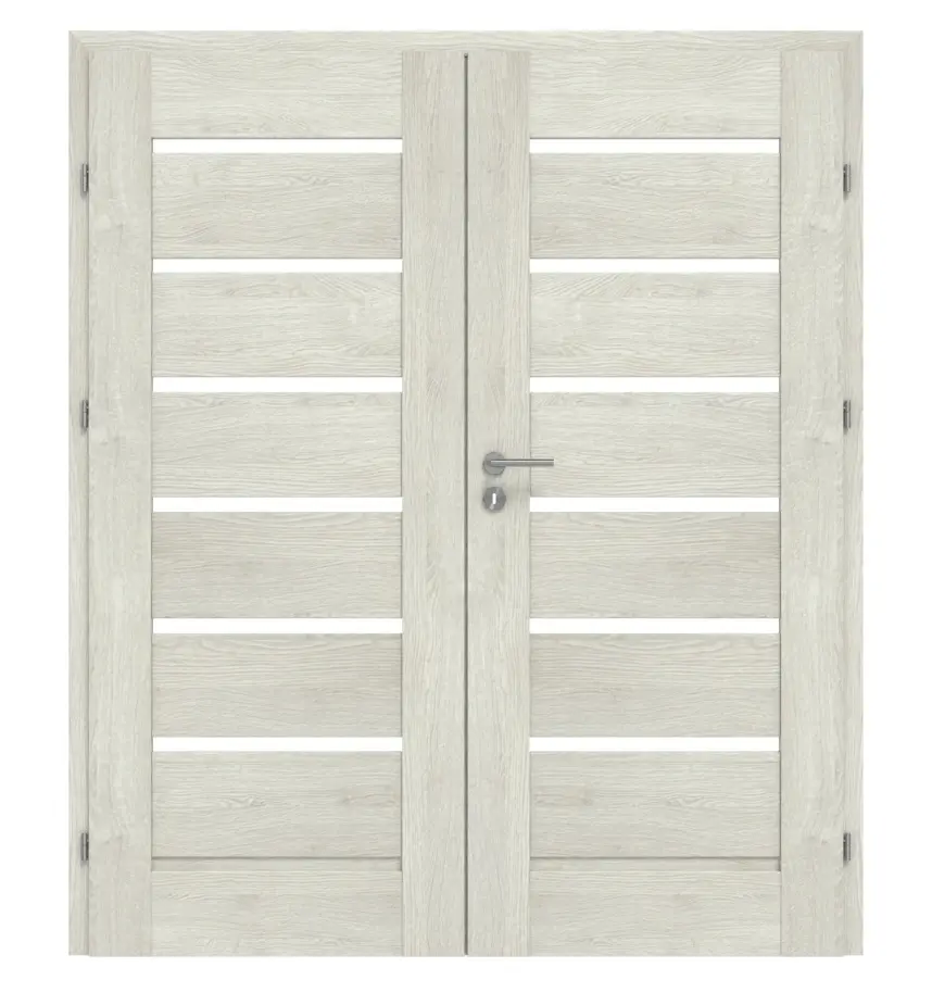 CLASSEN drzwi dwuskrzydłowe Greco M6 dąb szary 3D Look z przeszkleniem i ościeżnicą