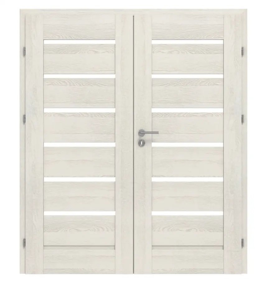 CLASSEN drzwi dwuskrzydłowe Greco M6 jesion biały 3D Look z przeszkleniem i ościeżnicą
