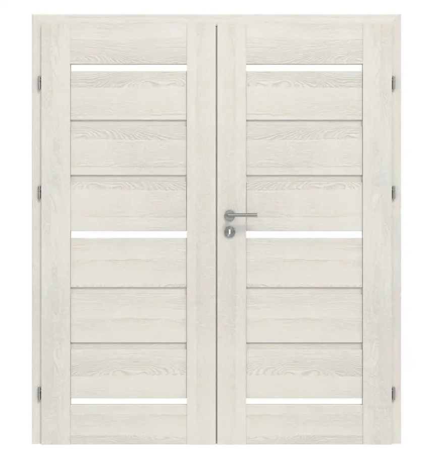 CLASSEN drzwi dwuskrzydłowe Greco M7 jesion biały 3D Look z przeszkleniem i ościeżnicą
